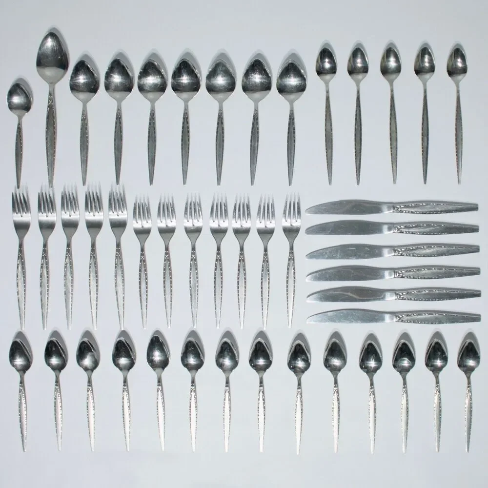 Vintage Mid Century Community Oneida Venetia Stainless Steel Flatware 46 Pieces